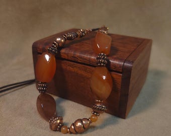 Item #9-24 - Leather Necklace - Carnelian and Copper
