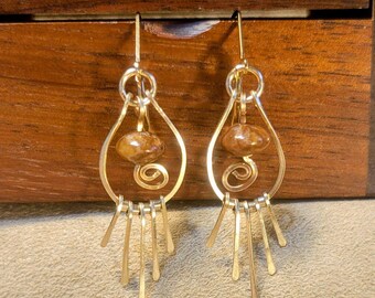 Item #5-6 - Gold Earrings - Jasper Bead Drop Earrings