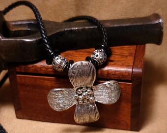 Item #9-52 - Leather Necklace - Flower Pendant