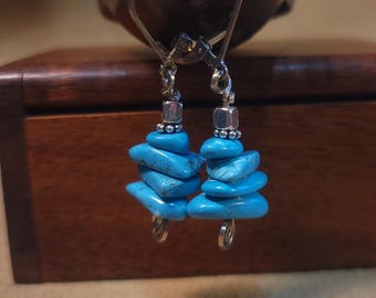 Item #6-36 - Sterling Silver Earrings - Turquoise(MM)Beads