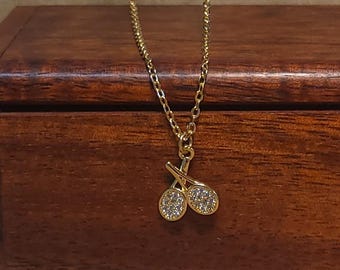 Item #29-4 - Tennis Jewelry - Necklace - Dicosmetic Cubic Zirconia Tennis Racket