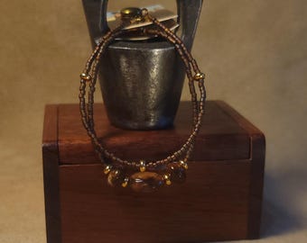 Item #15-28 -  Layering  Bracelets - Jasper and Brown Delicas Beads with detachable clasps