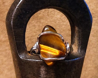 Item #10-3 - Adjustable Sterling Silver Rings - Tiger Eye