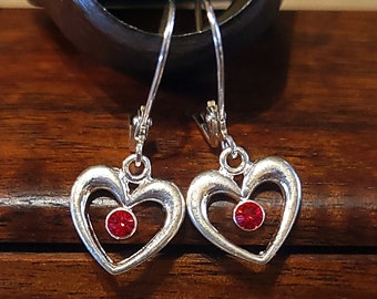 Item #53-4 -  Earrings -  Heart with Red Stone