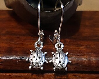 Item #53-9 -  Earrings -  Silver Ladybug