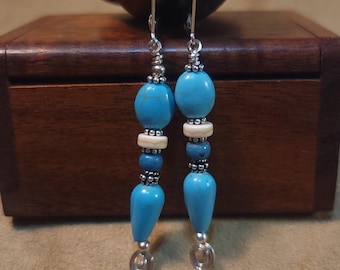 Item #6-12 - Sterling Silver Earrings - Turquoise(MM)Beads