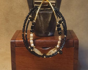 Item #15-8 -  Layering  Bracelets - Citrine and Black with detachable clasps