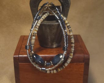 Item #15-4 -  Layering  Bracelets - Black Tiger Eye Mix with detachable clasps