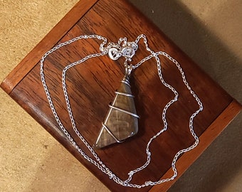 Item #8-25 - Sterling Silver Necklace - Petrified Wood