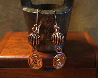 Item #4-31 - Copper Earrings - COPPER BEAD DANGLE
