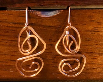 Item #4-6 - Copper Earrings - SWIRL DANGLE