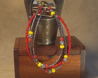 Item #15-48 -  Layering  Bracelets -Red and Yellow Mix with detachable clasps