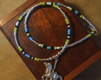 Item #12-11 -Beaded Necklace - Sterling Silver Carousel Horse
