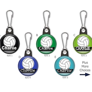 Personalized Volleyball Zipper Pull Charm: Sports Ball with Name & Number--No. 775