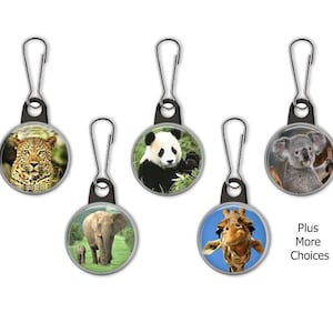 Animales de la selva Leones, tigres, cebras, jirafas, pandas, osos koala, simios, elefantes, canguros, rinocerontes Con cremallera Pull Charms - 265