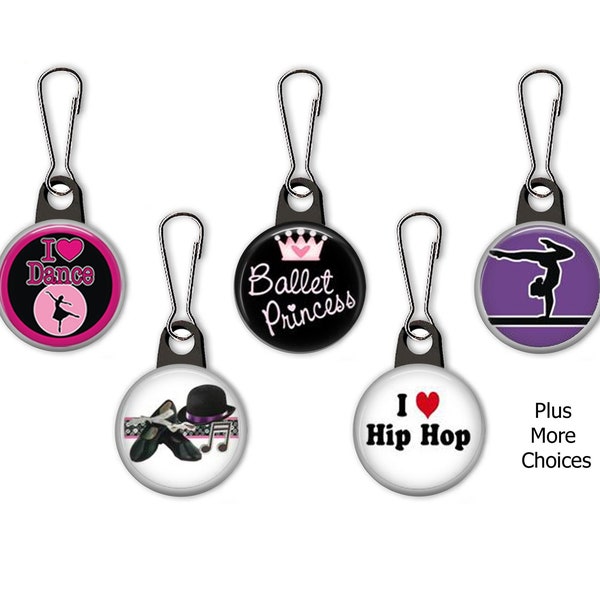 Girls Dance, Ballet, Tap, Gymnastics, Teacher, Zipper Pull Charms -No.  110