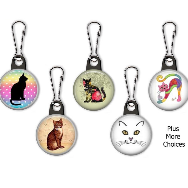 Cat Drawings, Cat Faces, Calico Cat, Rainbow Cat Face Zipper Pull Charms - 212