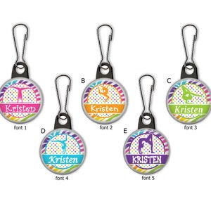 Gymnastic Personalized Rainbow Zipper Pull Charms - No. 727