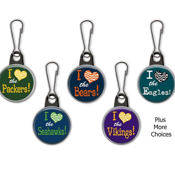 I Heart Football Professional Teams Zipper Pull Charms - 307