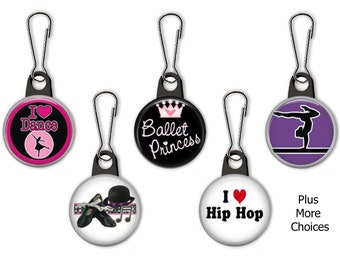 Girls Dance, Ballet, Tap, Gymnastics, Teacher, Zipper Pull Charms -No.  110