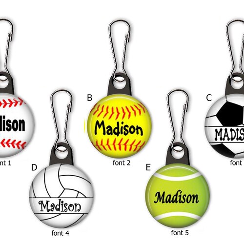 Softball Keychain Embroidered Bag Tag 'name Only' Etsy