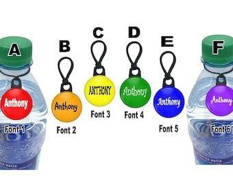 Rainbow Colors Personalized Water Bottle ID Drink Tag Label Solution Marker - Red, Orange, Yellow, Green, Blue, Purple - No. 972zpm