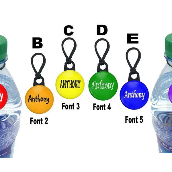 Rainbow Colors Personalized Water Bottle ID Drink Tag Label Solution Marker - Red, Orange, Yellow, Green, Blue, Purple - No. 972zpm
