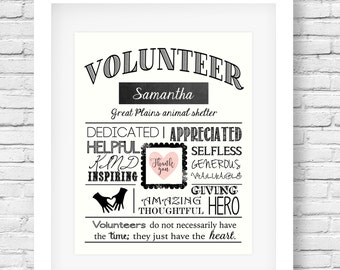Volunteer gift - Volunteer appreciation - Volunteer thank you - Volunteer present - Volunteer printable