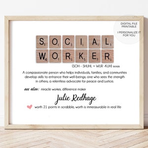 Social Worker printable - Social Worker gift - Social Worker print - Personalized social worker - social worker present