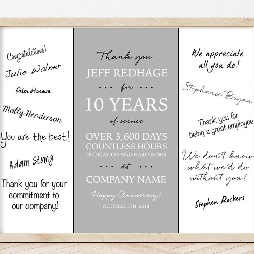 Work Anniversary Gift Years of Service Card Poster - Etsy UK