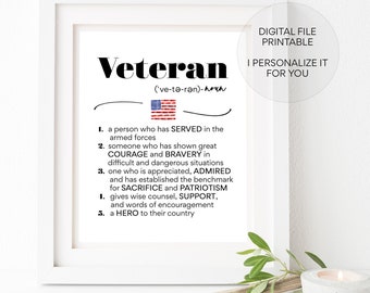 Veteran's day gift// Veteran recognition// Veteran printable// Veteran thank you gift// Veteran's day thank you