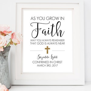 Cadeau de confirmation à imprimer//Art mural prénom personnalisé//Baptême//Première communion//Cadeau du parrain de confirmation
