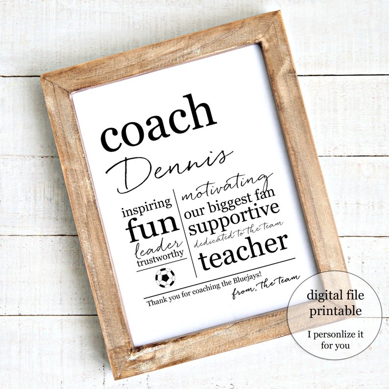 Personalized Coach Gift Coach Thank You Sports Coach Etsy