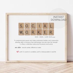 Social Worker printable - Social Worker gift - Social Worker print - Social Worker present- Social Worker instant download -Sign -definition