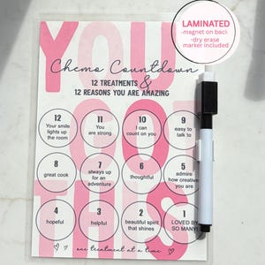 Personalized Chemo Countdown Tracker, Magnetic Dry Erase Treatment encouragement gift, care package item