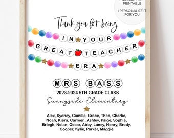 In my teacher era print, teacher gift, great teacher era, teacher printables, teacher end of year gift, gift from class