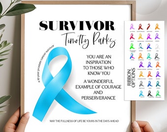 Survivor gift, prostate cancer survivor recognition, cancer inspiration, cancer free celebration, cancer survivor keepsake, printable
