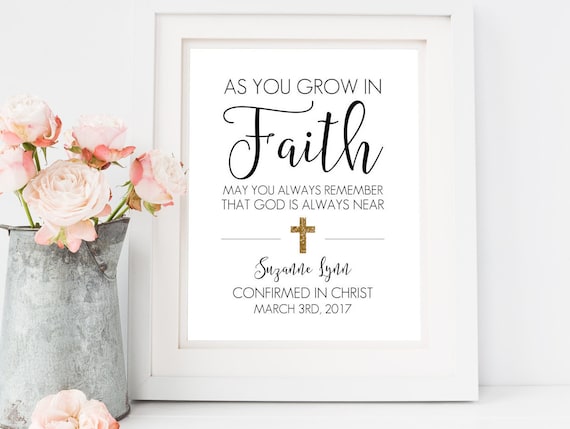 Confirmation Gift Printable // Custom Name Wall Art // Baptism // First Communion // Gift from Confirmation Sponsor