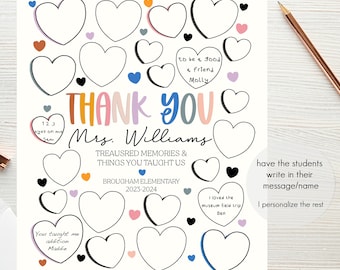 Teacher thank you, students sign printable, Teacher printable that students sign, Teacher gift, end of year gift, Teacher appreciation