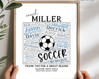 Entrenador de fútbol personalizado imprimible, regalo de entrenador de fútbol, regalo de fin de temporada, regalo del equipo de fútbol, agradecimiento del entrenador, arte de palabras