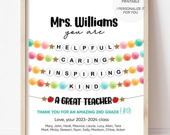 In my teacher era print, teacher gift, great teacher era, teacher printables, teacher end of year gift, gift from class