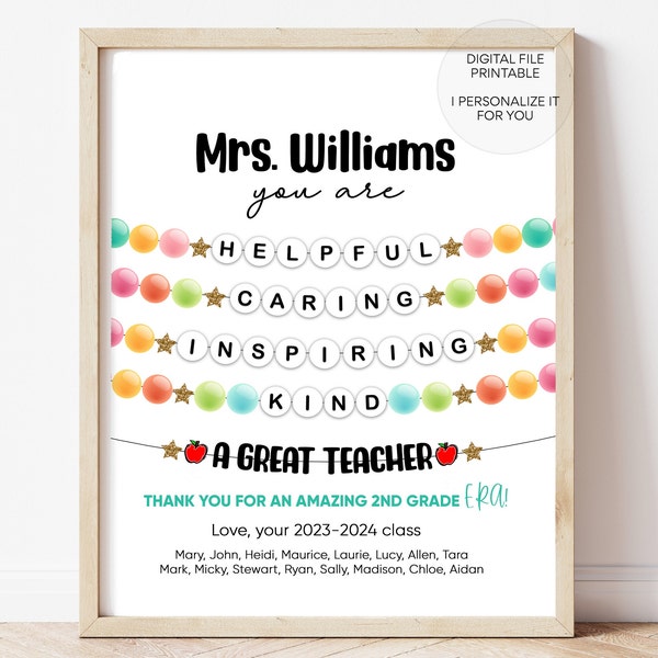 In my teacher era print, teacher gift, great teacher era, teacher printables, teacher end of year gift, gift from class