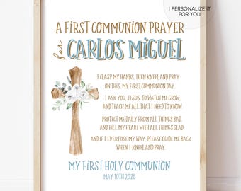 Impresión para Primera Comunión, regalo de Comunión, cartel para fiesta de Primera Comunión, regalo personalizado para la Primera Comunión, imprimible para Comunión