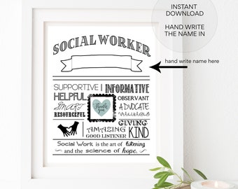 Social Worker Appreciation Print, Thank You Gift (Digital Download)