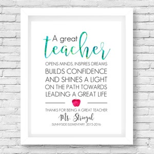 Teacher gift // End of year gift // Teacher quote // Teacher present // Personalized Teacher // present