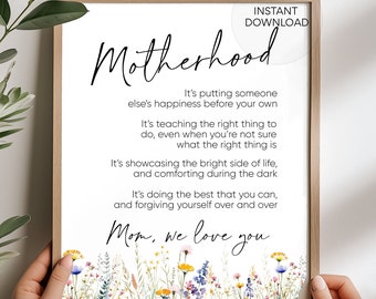 Motherhood poem, what is a mom, Mother's day gift, Mother's day present, what is motherhood, mama, mommy, stepmom