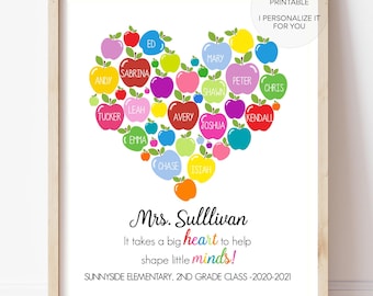 Personalized Class Names, Teacher Appreciation, Class Gift, End of year, Teacher Gift, Personalized, Teacher Chirstmas gift, Teacher present