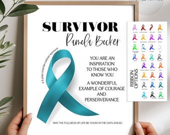 Survivor gift, ovarian cancer survivor recognition, cancer inspiration, cancer free celebration, cancer survivor keepsake, printable