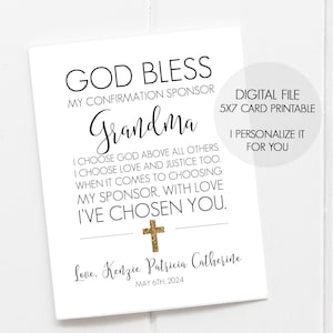 Cadeau pour parrainage, Confirmation de cadeau pour parrainage, Confirmation de cadeau, Imprimable parrainage, Serez-vous mon parrainage, Confirmation de carte de parrainage,