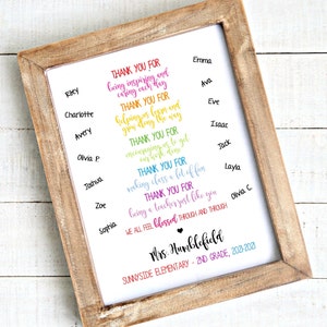 Personalized Class Names, Class Gift, End of year, Teacher Gift, Personalized, Teacher Christmas gift, Teacher poem, thank you, appreciation image 1